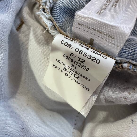 Ann Taylor LOFT Patchwork Button Distress Denim Jeans Size 12 Light Wash Stretch - Picture 5 of 12